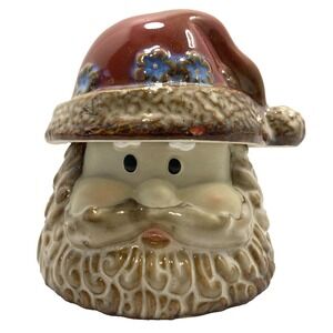 Santa Claus Head Ceramic Tealight Votive Candle Holder Kirklands Potters Garden